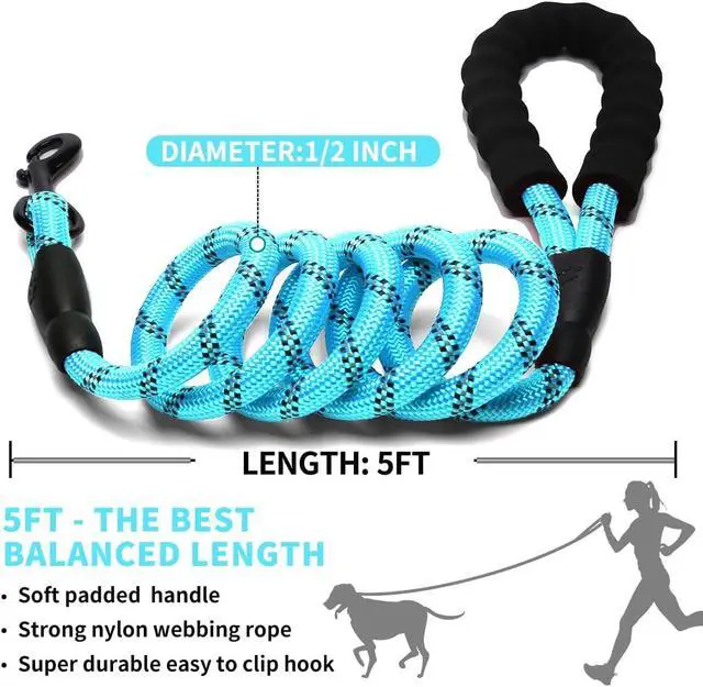 Alt view image 6 of 7 - COOYOO Dog Leash 5/6 FT with Comfortable Padded Handle and Highly Reflective Threads for Small Medium and Large Dogs