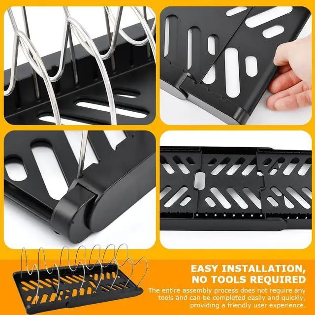 Alt view image 7 of 7 - Pots and Pans Organizer for under Cabinet, Expandable Pot Lid Holder with 10 Adjustable Compartment, Pan Organizer Inside Cabinet for Lids & Cookware(COLOR:Black)
