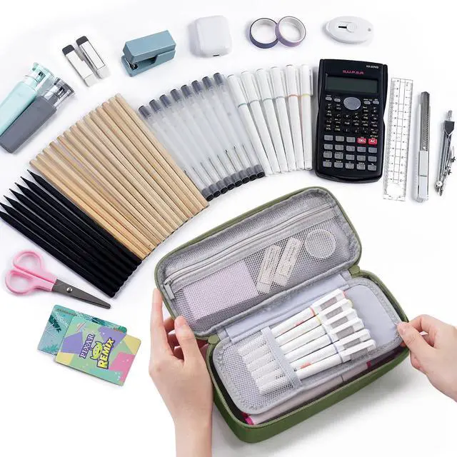 Alt view image 2 of 7 - WEMATE Pencil Case, Large Storage Organizer, Makeup Bag, Teacher Must - have, Big Pencil Pouch, Marker Case for College