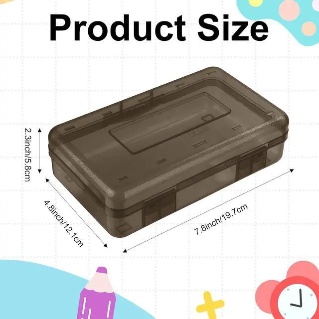 Alt view image 2 of 7 - 1 Pack Large Plastic Pencil Box Cute Black Hard Pencil Case Pouch Bag Big Clear Pen Holder for Desk Office Organizer Boys Girls Adults Kids Storage Marker Crayon Boxes Homeschool Class Supplies Bulk