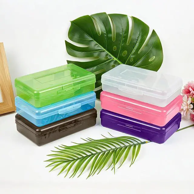 Alt view image 7 of 7 - 1 Pack Large Plastic Pencil Box Cute Black Hard Pencil Case Pouch Bag Big Clear Pen Holder for Desk Office Organizer Boys Girls Adults Kids Storage Marker Crayon Boxes Homeschool Class Supplies Bulk