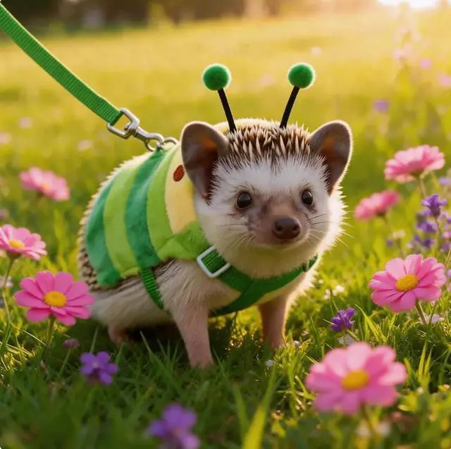 Alt view image 2 of 6 - Hedgehog Leash and Harness with Carrying Bag Travel Clothes Accessories Harness Leash for Hamster Clothes for Ferret Guinea Pig Small Animal Accessories Guinea Pig Outfits