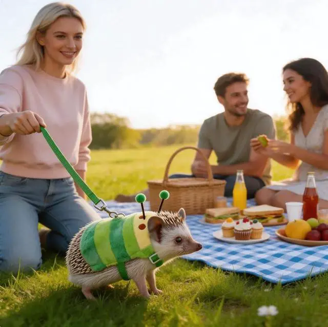 Alt view image 3 of 6 - Hedgehog Leash and Harness with Carrying Bag Travel Clothes Accessories Harness Leash for Hamster Clothes for Ferret Guinea Pig Small Animal Accessories Guinea Pig Outfits