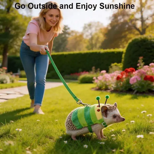 Alt view image 4 of 6 - Hedgehog Leash and Harness with Carrying Bag Travel Clothes Accessories Harness Leash for Hamster Clothes for Ferret Guinea Pig Small Animal Accessories Guinea Pig Outfits