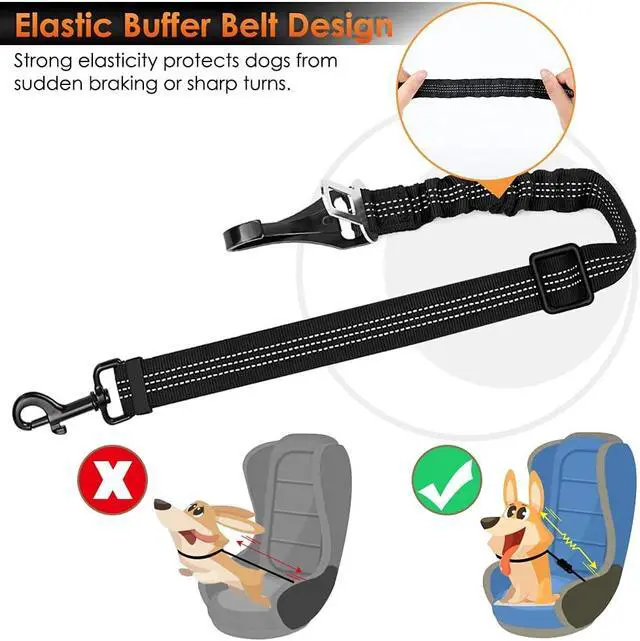 Alt view image 7 of 7 - SlowTon Dog Car Seat Belt, 3 in 1 Latch Bar Attachment Dog Safety Seatbelt | Hook Latch Bar& Seatbelt Buckle, Reflective, Heavy Duty Nylon, Durability, Easy of Use, for Travel Riding, Black, 27.5"