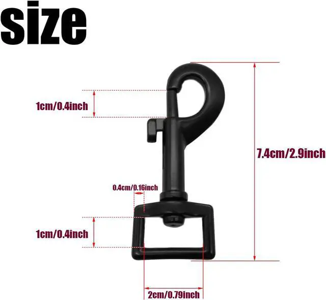 Alt view image 2 of 6 - 4 Pack Swivel Bolt Snap Hooks Dog Leash Hooks Dog Clips Trigger Snaps for Heavy Duty Pet Leashes & Collar, Flag Clasp, Key Chain Clasp, Pet Buckle,DIY Projec,Single Ended Clip (Black)