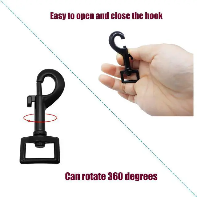 Alt view image 4 of 6 - 4 Pack Swivel Bolt Snap Hooks Dog Leash Hooks Dog Clips Trigger Snaps for Heavy Duty Pet Leashes & Collar, Flag Clasp, Key Chain Clasp, Pet Buckle,DIY Projec,Single Ended Clip (Black)