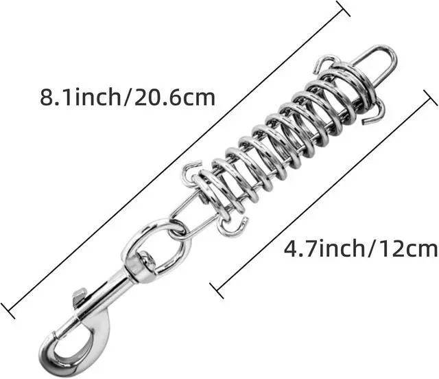 Alt view image 2 of 7 - Dog Leash Metal Shock Absorbing Spring Chew Proof Dog Chain,Camping Tent Springs Buckle Set Springs.Porch Swing Springs Buckle for Securing Tarps Tents Sunshade and Large Dogs (2 Pack)