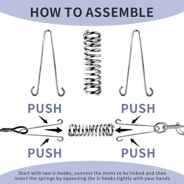 Alt view image 3 of 7 - Dog Leash Metal Shock Absorbing Spring Chew Proof Dog Chain,Camping Tent Springs Buckle Set Springs.Porch Swing Springs Buckle for Securing Tarps Tents Sunshade and Large Dogs (2 Pack)