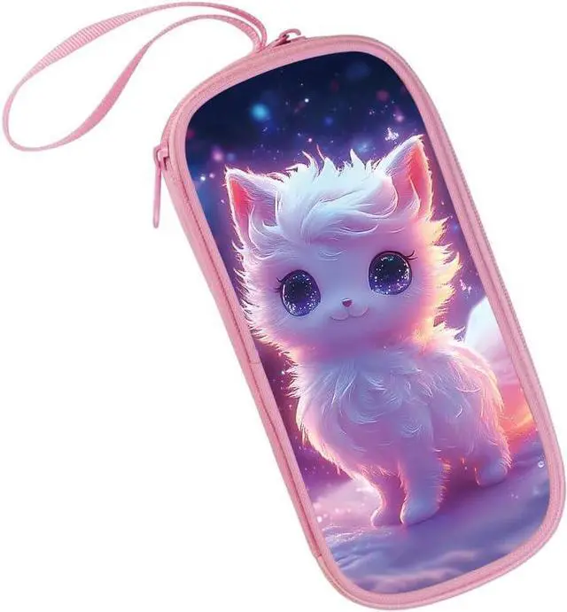 Main image of HiMagics Cute Fox Pink Children's Pencil Case,Large Capacity Zipper Pencil Pouch Bag for Elementary Middle Junior School Girls With Two Compartments Girl Pen Box,Fits Ages 5-18 yrs Kids