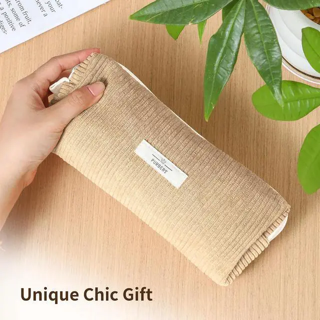 Alt view image 2 of 7 - Soft Corduroy Pencil Case Pouch - Small Stationery Pen Bag Apricot | Cute Aesthetic Design, Smooth Zipper, Compact Makeup Pouch, Ideal for School, Daily Use, Travel, for Girls, Boys, Students