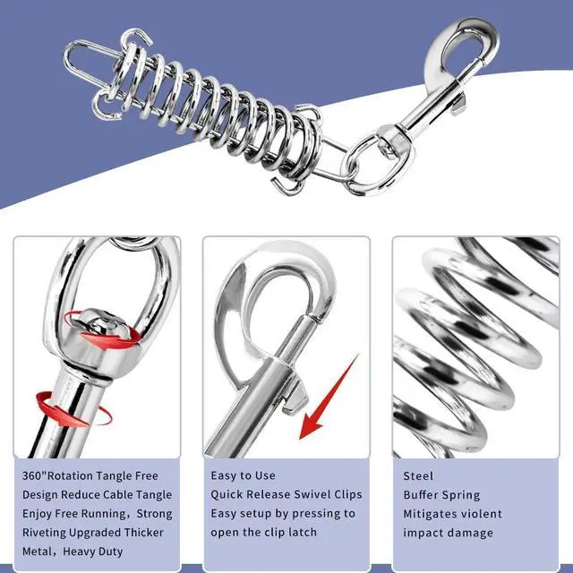 Alt view image 4 of 7 - Dog Leash Metal Shock Absorbing Spring Chew Proof Dog Chain,Camping Tent Springs Buckle Set Springs.Porch Swing Springs Buckle for Securing Tarps Tents Sunshade and Large Dogs (2 Pack)
