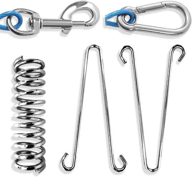 Alt view image 7 of 7 - Dog Leash Metal Shock Absorbing Spring Chew Proof Dog Chain,Camping Tent Springs Buckle Set Springs.Porch Swing Springs Buckle for Securing Tarps Tents Sunshade and Large Dogs (2 Pack)