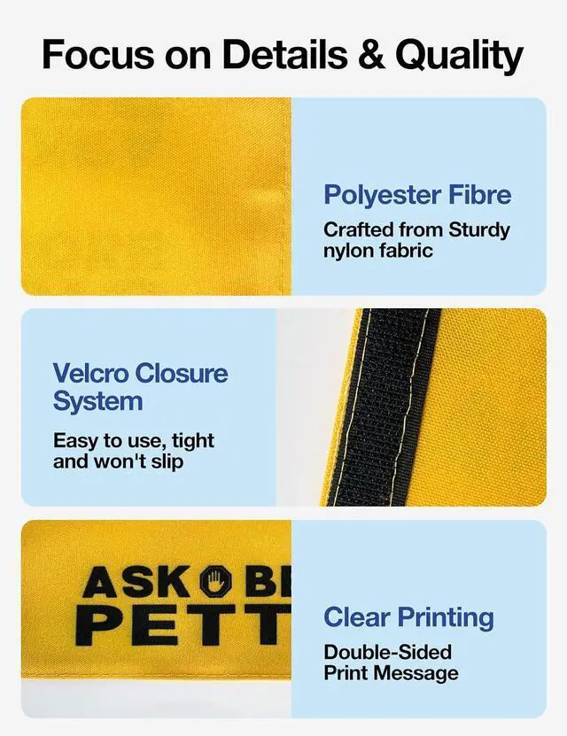 Alt view image 3 of 6 - Yellow Do Not Pet Leash Sleeve, Funny Dog Leash Sleeve Hanging Service Dog ID Patch Tags Birthday Gifts for Pet Owners