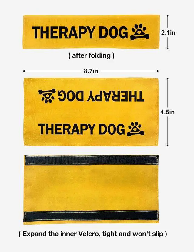 Alt view image 4 of 6 - Yellow Emotional Support Dog Leash Sleeve - Therapy Dog Safety Alert Hanging ID Patch Tag, Pet Gift for Dog Owners