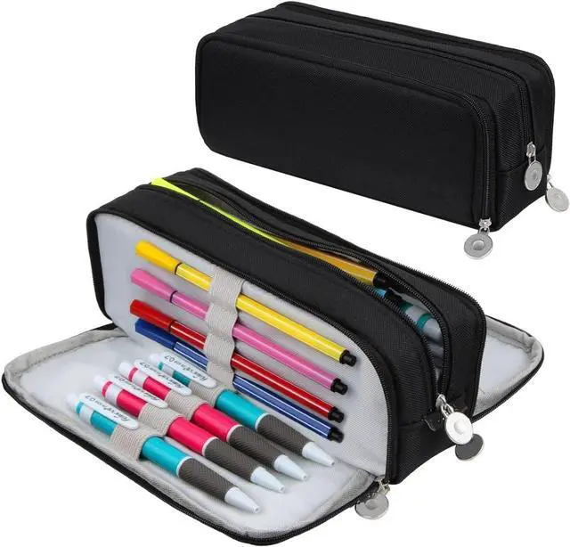 Main image of Chelory Big Capacity Pencil Case Large Storage Pencil Bag Pouch Marker 3 Compartment Stationery Pen Cases Holder for Adults Office Organizer Gifts