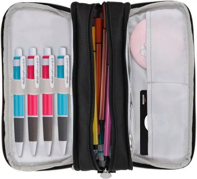 Alt view image 7 of 7 - Chelory Big Capacity Pencil Case Large Storage Pencil Bag Pouch Marker 3 Compartment Stationery Pen Cases Holder for Adults Office Organizer Gifts