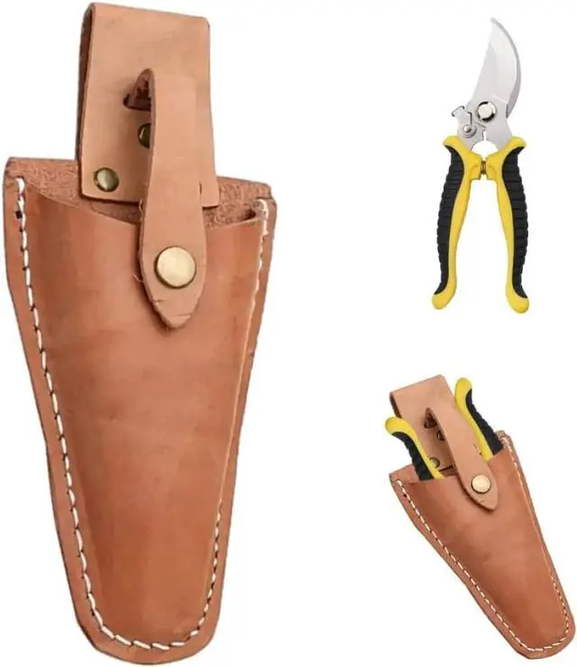 Main image of Leather Sheath for Scissors, 1Pack Leather Sheath Tool Holsters, Garden Pruner Sheath, Belt Holder Pouch Bag, Protective Leather Cover, Leather Hand Pruner Sheath for Garden Pliers with Snap