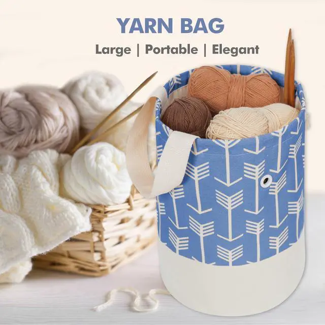 Alt view image 7 of 7 - TOGETRUE Yarn Bag, Knitting Crochet Bag, Portable Yarn Storage Bags Organizer for Crocheting Project, Store Skein Ball, Short Knitting Needle (Medium,Blue)