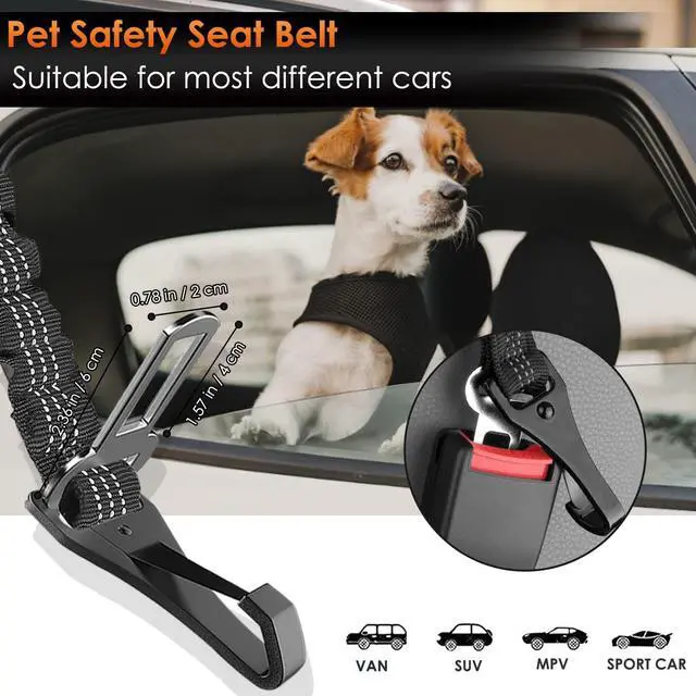 Alt view image 5 of 7 - SlowTon Dog Car Seat Belt, 3 in 1 Latch Bar Attachment Dog Safety Seatbelt | Hook Latch Bar& Seatbelt Buckle, Reflective, Heavy Duty Nylon, Durability, Easy of Use, for Travel Riding, Black, 27.5"