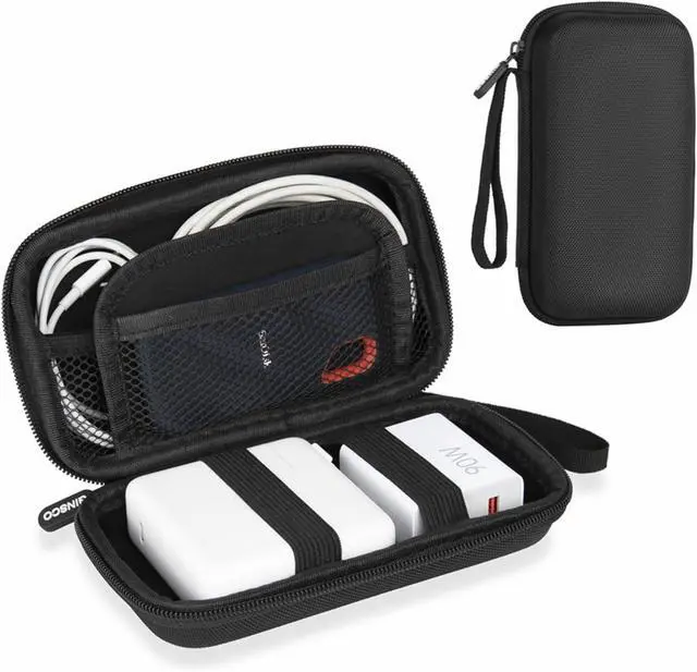 Main image of Ginsco Hard Shell Protection Case Electronic Accessories Organizer Pouch for MacBook Air/pro Adapter Chargers Cables Power Bank, for Sandisk Portable SSD Flash Disk SD Card (Black)