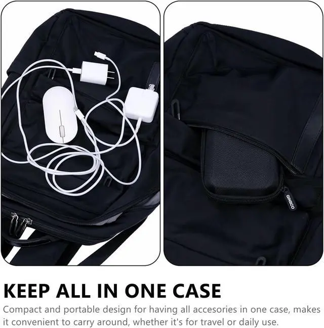 Alt view image 4 of 7 - Ginsco Hard Shell Protection Case Electronic Accessories Organizer Pouch for MacBook Air/pro Adapter Chargers Cables Power Bank, for Sandisk Portable SSD Flash Disk SD Card (Black)