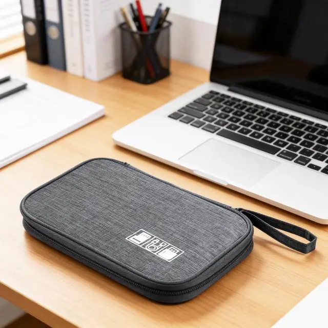Alt view image 7 of 7 - Yamrots Travel Cable Organizer, Electronic Organizer Travel Case, Portable Storage Bag for SD Card, Charger, Power Bank, Earphone (Grey)
