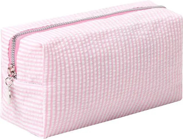 Main image of Makeup Bag Cosmetic Bag Travel Toiletry Bag Aesthetic Canvas Organizer Bag Zipper Pouch for Women (M-pink)