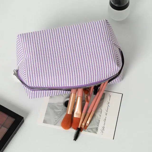 Alt view image 4 of 7 - Makeup Bag Cosmetic Bag Travel Toiletry Bag Aesthetic Canvas Organizer Bag Zipper Pouch for Women (M-pink)