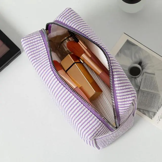 Alt view image 7 of 7 - Makeup Bag Cosmetic Bag Travel Toiletry Bag Aesthetic Canvas Organizer Bag Zipper Pouch for Women (M-pink)