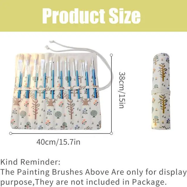 Alt view image 2 of 7 - Paint Brush Holder Storage 20 Slots Art Brush Roll Canvas Pouch Artist Paint Brush Holder Roll Up Brush Bag Case Storage Canvas Pouch for Watercolor Gouache