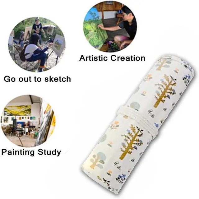 Alt view image 3 of 7 - Paint Brush Holder Storage 20 Slots Art Brush Roll Canvas Pouch Artist Paint Brush Holder Roll Up Brush Bag Case Storage Canvas Pouch for Watercolor Gouache
