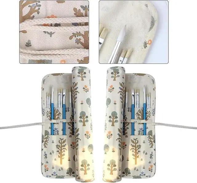 Alt view image 7 of 7 - Paint Brush Holder Storage 20 Slots Art Brush Roll Canvas Pouch Artist Paint Brush Holder Roll Up Brush Bag Case Storage Canvas Pouch for Watercolor Gouache
