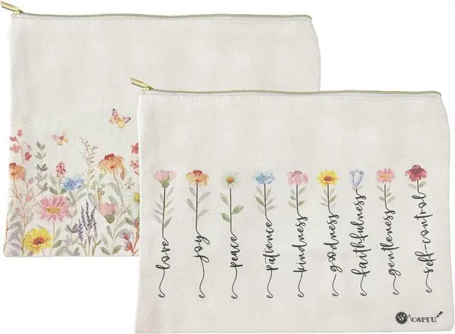 Main image of Canvas Cosmetic Bags Cotton Makeup Bag for Women Zipper Bags Bulk Travel Toiletry Bag Small Cosmetic Pouch Multi-Purpose Makeup Canvas Bag