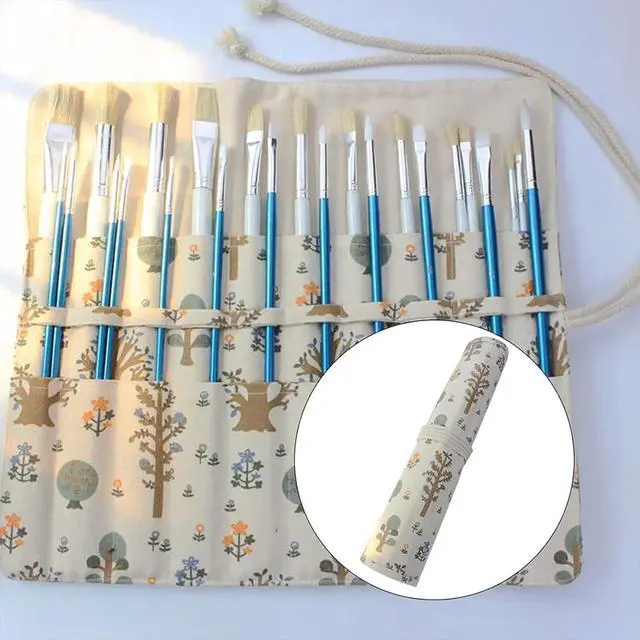 Alt view image 5 of 7 - Paint Brush Holder Storage 20 Slots Art Brush Roll Canvas Pouch Artist Paint Brush Holder Roll Up Brush Bag Case Storage Canvas Pouch for Watercolor Gouache