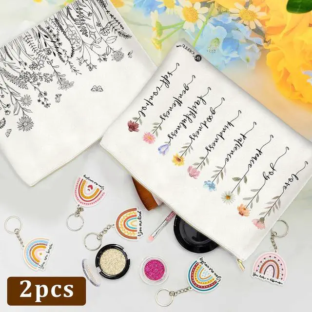 Alt view image 6 of 7 - Canvas Cosmetic Bags Cotton Makeup Bag for Women Zipper Bags Bulk Travel Toiletry Bag Small Cosmetic Pouch Multi-Purpose Makeup Canvas Bag