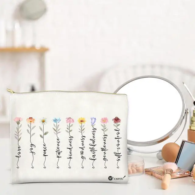 Alt view image 7 of 7 - Canvas Cosmetic Bags Cotton Makeup Bag for Women Zipper Bags Bulk Travel Toiletry Bag Small Cosmetic Pouch Multi-Purpose Makeup Canvas Bag