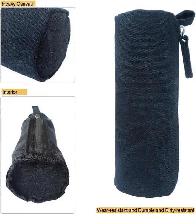 Alt view image 3 of 7 - Enyuwlcm Heavy Canvas Stationery Simple Small Pencil Case and Durable Black Pencil Pouch Bag with Handmade Zipper Set of 2