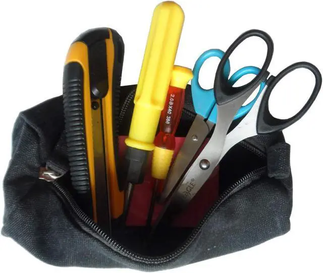 Alt view image 6 of 7 - Enyuwlcm Heavy Canvas Stationery Simple Small Pencil Case and Durable Black Pencil Pouch Bag with Handmade Zipper Set of 2