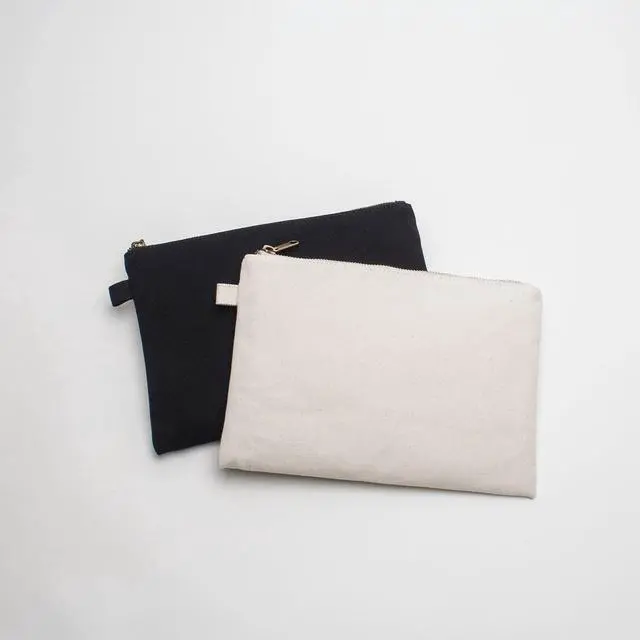 Alt view image 5 of 7 - Zipper Pouch Storage Bag - Simple and Stylish Women's Cosmetic and Travel Bag - Cotton Canvas - Ideal for Stationery