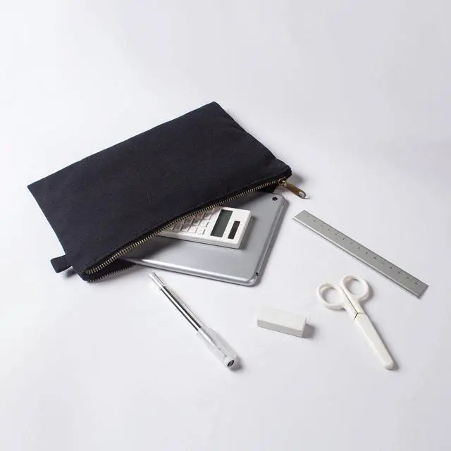 Alt view image 6 of 7 - Zipper Pouch Storage Bag - Simple and Stylish Women's Cosmetic and Travel Bag - Cotton Canvas - Ideal for Stationery