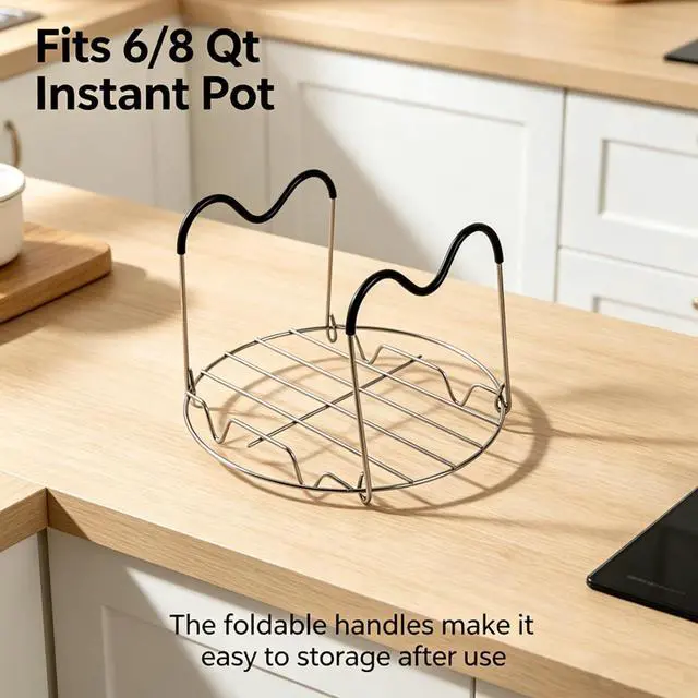 Alt view image 3 of 6 - Steamer Cookware Rack for Pressure Cooker | Compatible with Instant Pot Trivet, Steamer Rack Trivet for 6/8 Qt, Heat Resistant Accessory, Dishwasher Safe