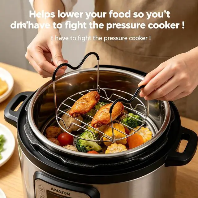 Alt view image 6 of 6 - Steamer Cookware Rack for Pressure Cooker | Compatible with Instant Pot Trivet, Steamer Rack Trivet for 6/8 Qt, Heat Resistant Accessory, Dishwasher Safe