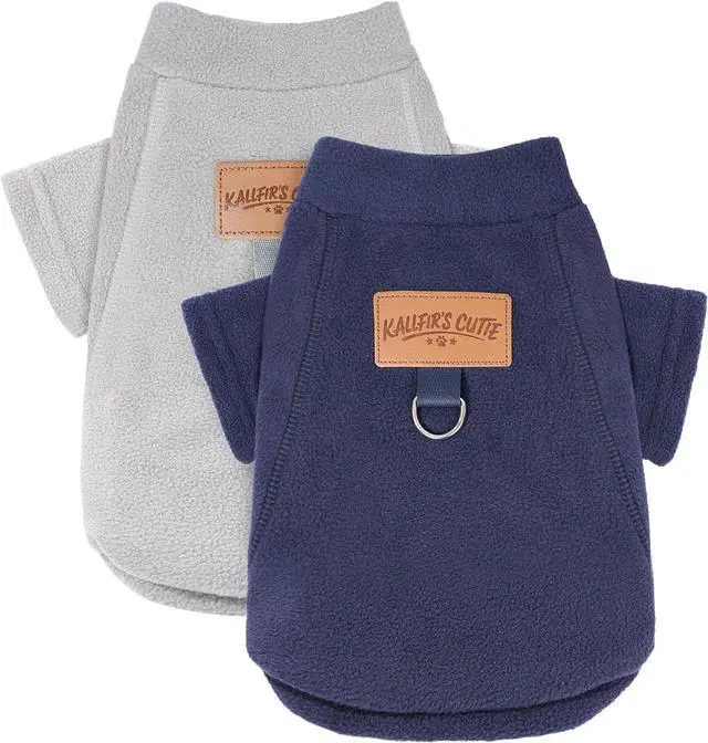 Main image of 2 Pack Dog Sweaters with Leash Ring Warm Fleece Dogs Sweatshirt for Small Dogs Pet Puppy Coat Apparel Outfits Winter Dog Clothes for Chihuahua, Yorkie, Bulldog, Dachshund Cats XS, Grey