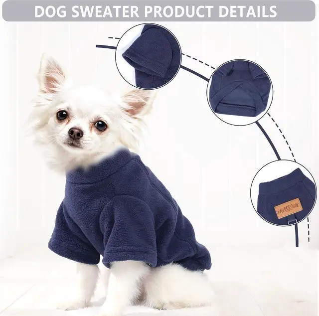 Alt view image 5 of 6 - 2 Pack Dog Sweaters with Leash Ring Warm Fleece Dogs Sweatshirt for Small Dogs Pet Puppy Coat Apparel Outfits Winter Dog Clothes for Chihuahua, Yorkie, Bulldog, Dachshund Cats XS, Grey