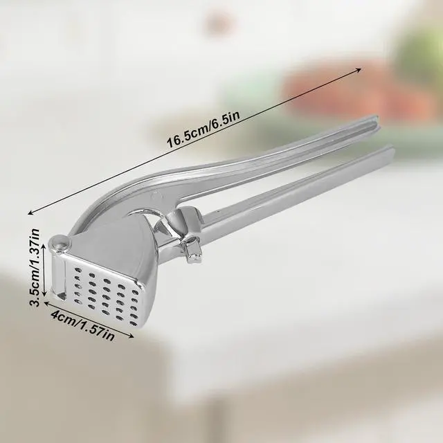 Alt view image 2 of 7 - Professional Garlic Press, Aluminum Alloy Heavy-Duty Garlic Mincer Crusher | Easy Squeeze Masher Rocker Tool with Ergonomic Handle, Dishwasher Safe Kitchen Gadget Essential (Silver)