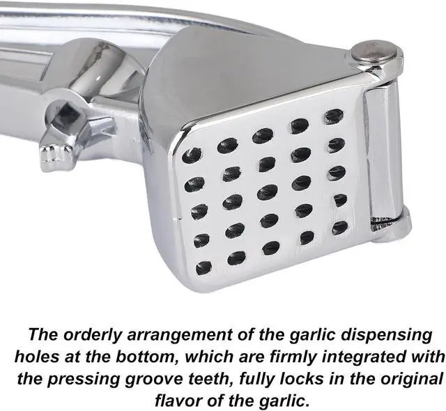 Alt view image 3 of 7 - Professional Garlic Press, Aluminum Alloy Heavy-Duty Garlic Mincer Crusher | Easy Squeeze Masher Rocker Tool with Ergonomic Handle, Dishwasher Safe Kitchen Gadget Essential (Silver)