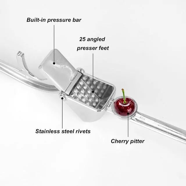 Alt view image 4 of 7 - Professional Garlic Press, Aluminum Alloy Heavy-Duty Garlic Mincer Crusher | Easy Squeeze Masher Rocker Tool with Ergonomic Handle, Dishwasher Safe Kitchen Gadget Essential (Silver)