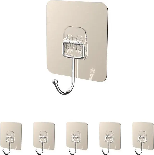 Main image of 5-Pack Adhesive Lid Holder Hooks Compatible with Caraway Pan, Wall Hangers Without Nails, Self Adhesive Hooks Heavy Duty, Self-Adhesive Traceless Clear, Multiple Uses for Bathroom, Kitchen and Office