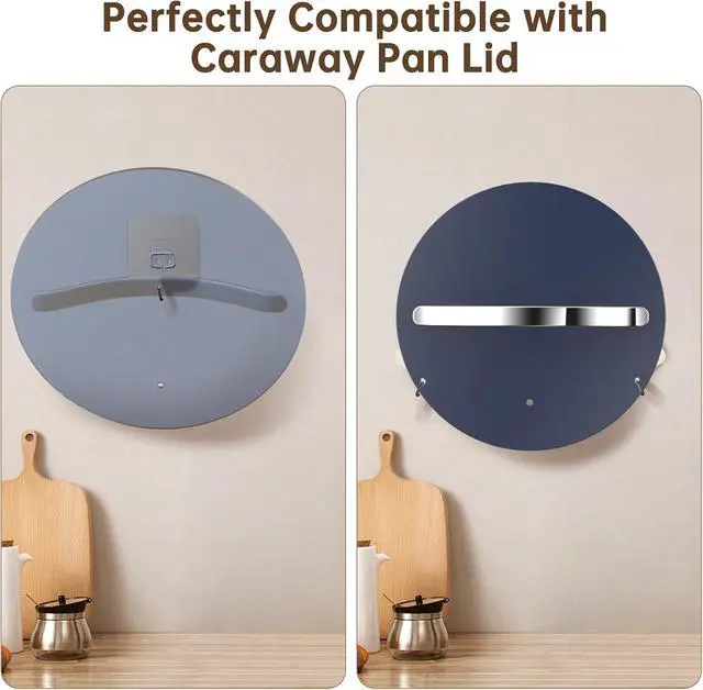 Alt view image 3 of 7 - 5-Pack Adhesive Lid Holder Hooks Compatible with Caraway Pan, Wall Hangers Without Nails, Self Adhesive Hooks Heavy Duty, Self-Adhesive Traceless Clear, Multiple Uses for Bathroom, Kitchen and Office